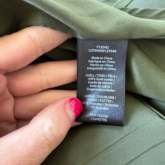 Rachel Zoe Seine Belted Olive Green Goat Suede Dress a/s/o Meghan Markle - Picture 9 of 14